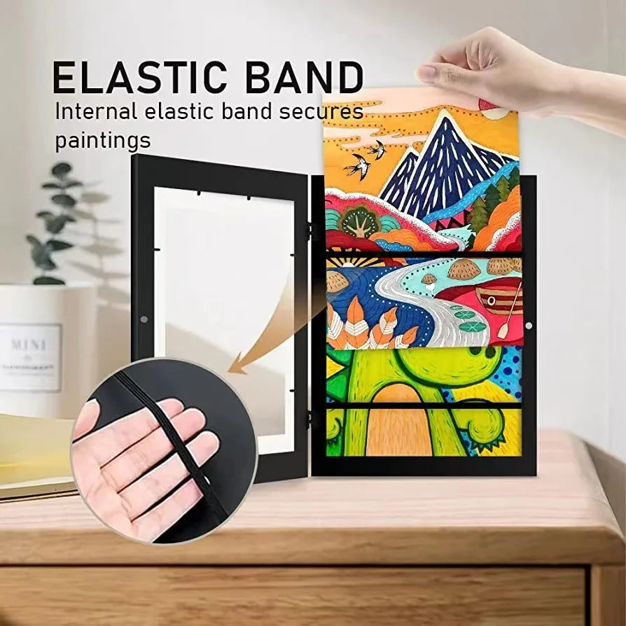 Frame It™️ - Toon de kunst van je kids - Handige opslag met elastiek - Afwisseling - A4