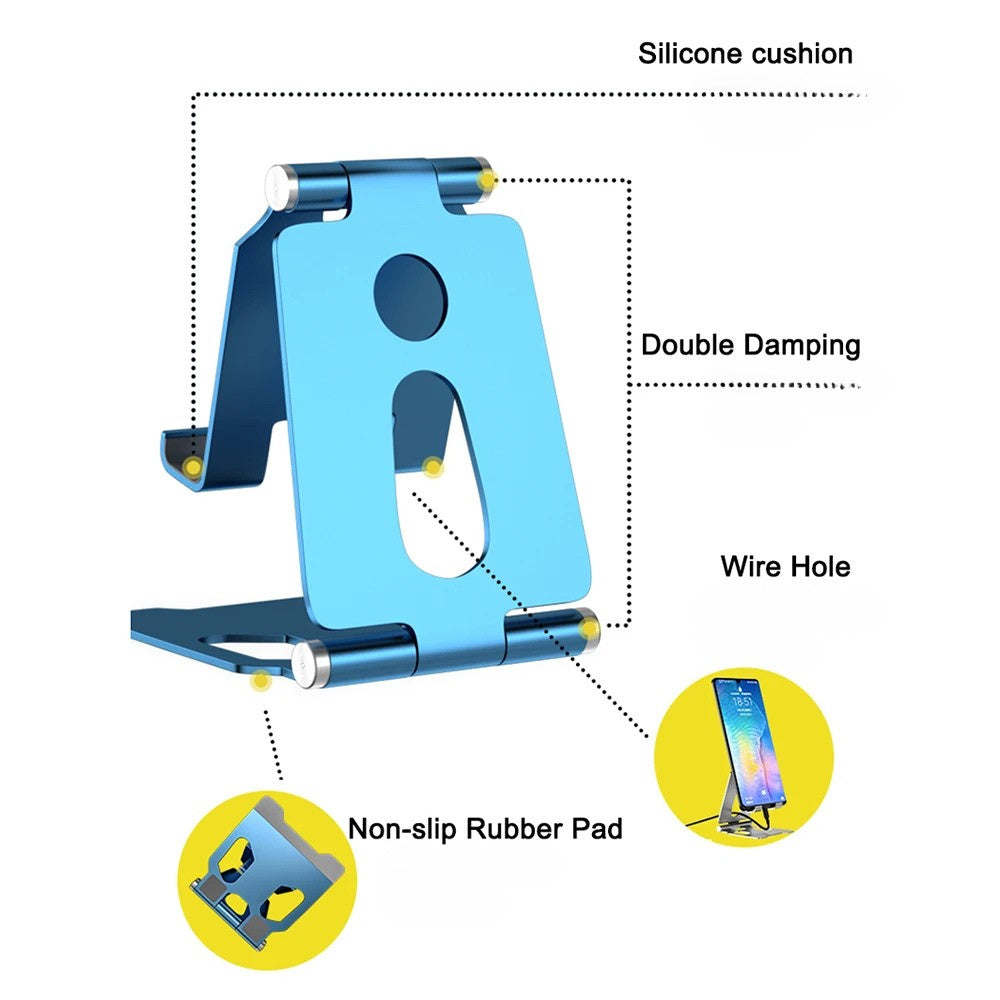 Aluminum Foldable Phone Stand - Sturdy and compact, easy to carry. - Horizontal and Portrait