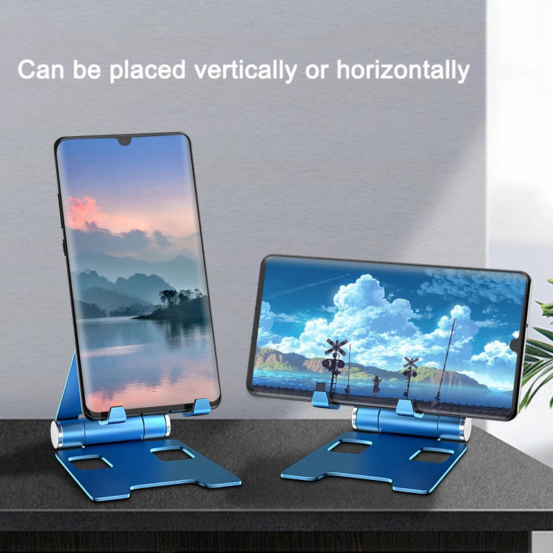 Aluminium telefoonstandaard opvouwbaar - Stevig en compact, makkelijk mee te nemen. - Horizontaal en Portrait