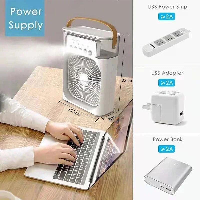 MultiFan™  - Voor extra verkoelling - Powerbank - Nachtlampje - Compact en mobiel voor thuis of op kantoor